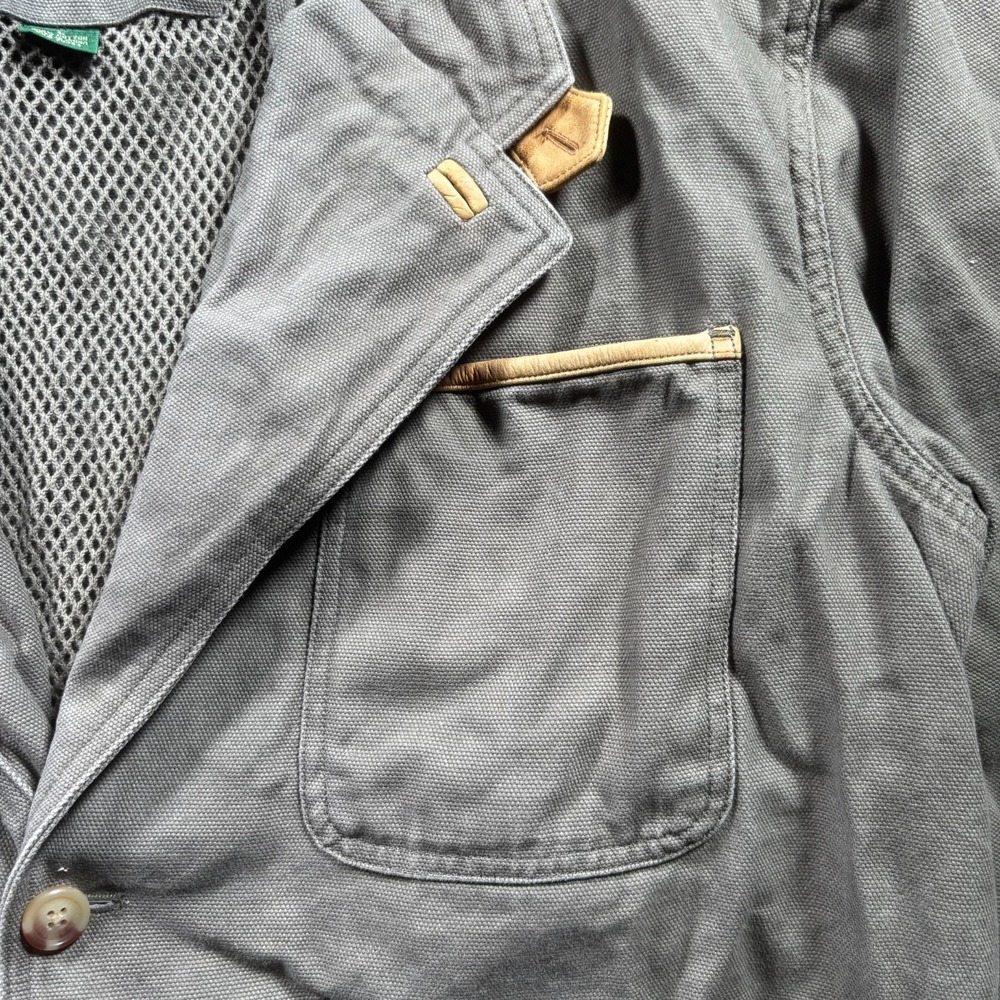 Orvis Field Jacket Men's Large Olive Green Leather Trim Elbow Patch Multi-Pocket - Picture 2 of 16